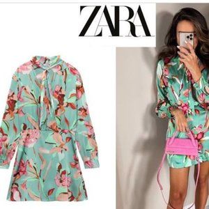 Floral Print Bow Dress Zara